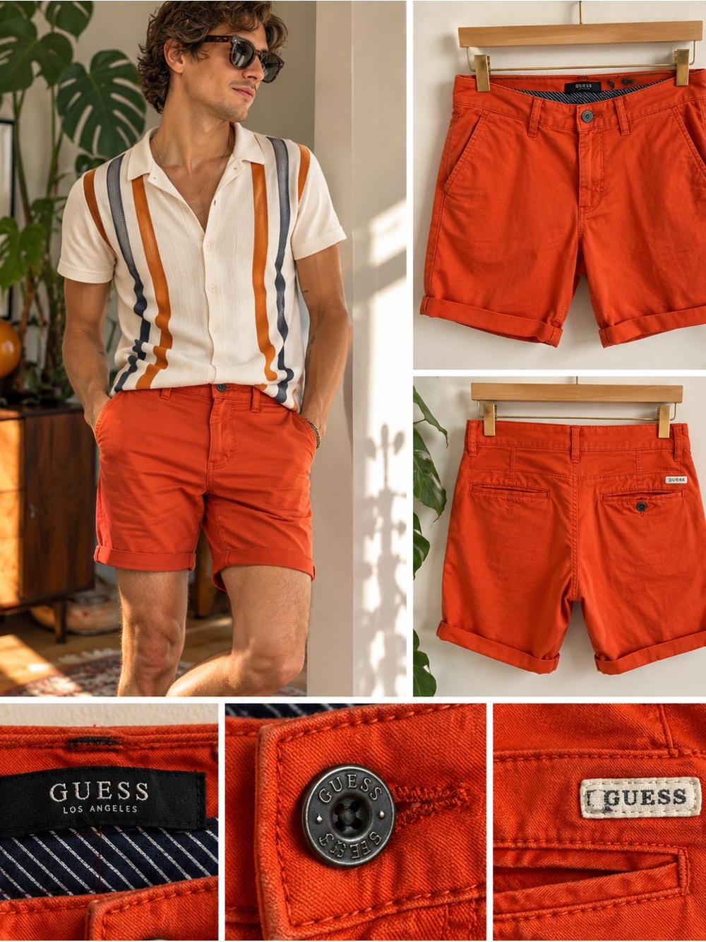 Mens vintage Guess Los Angeles Chino Shorts. Sz 36